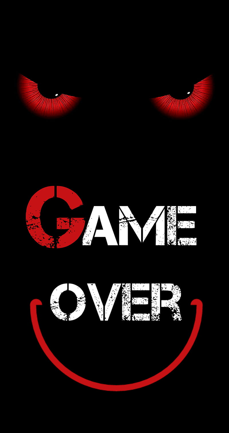 Game Over, angry, attitude, crazy, devil, red eye , smile, text, HD phone wallpaper