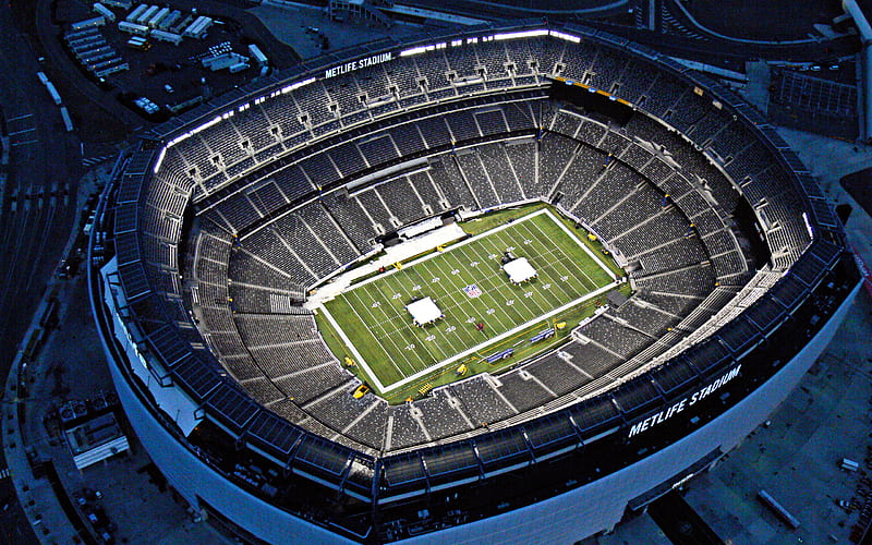MetLife Stadium, american football stadium, evening, aerial view, NFL Stadiums, East Rutherford, New Jersey, USA, New York Giants Stadium, New York Jets Stadium, National Football League, HD wallpaper