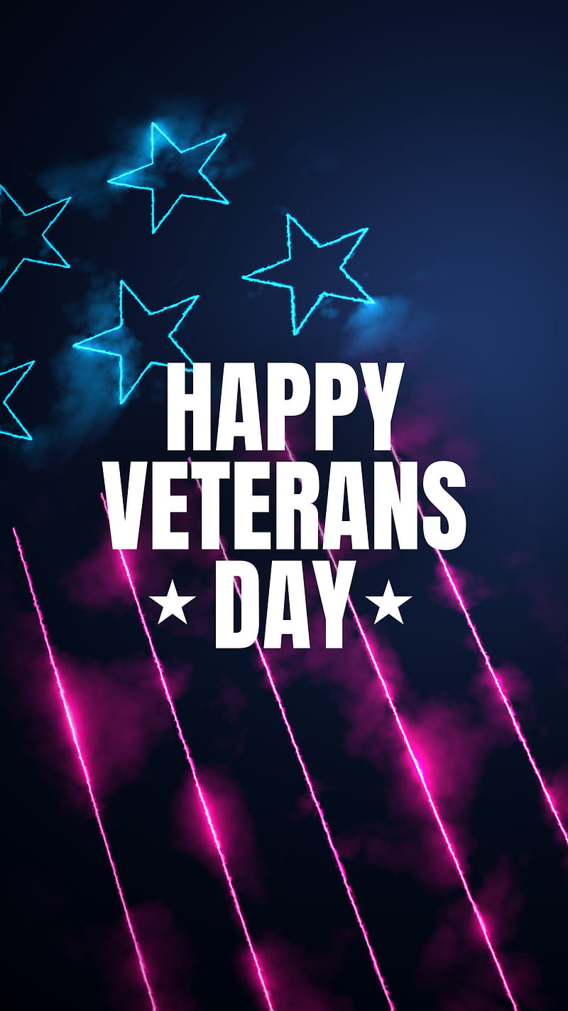 Happy Veterans Day, Z, america, amoled, army, brave, flag, heroes, lights, neon, oled, star spangled banner, stars, stripes, us, usa, veterans day, HD phone wallpaper