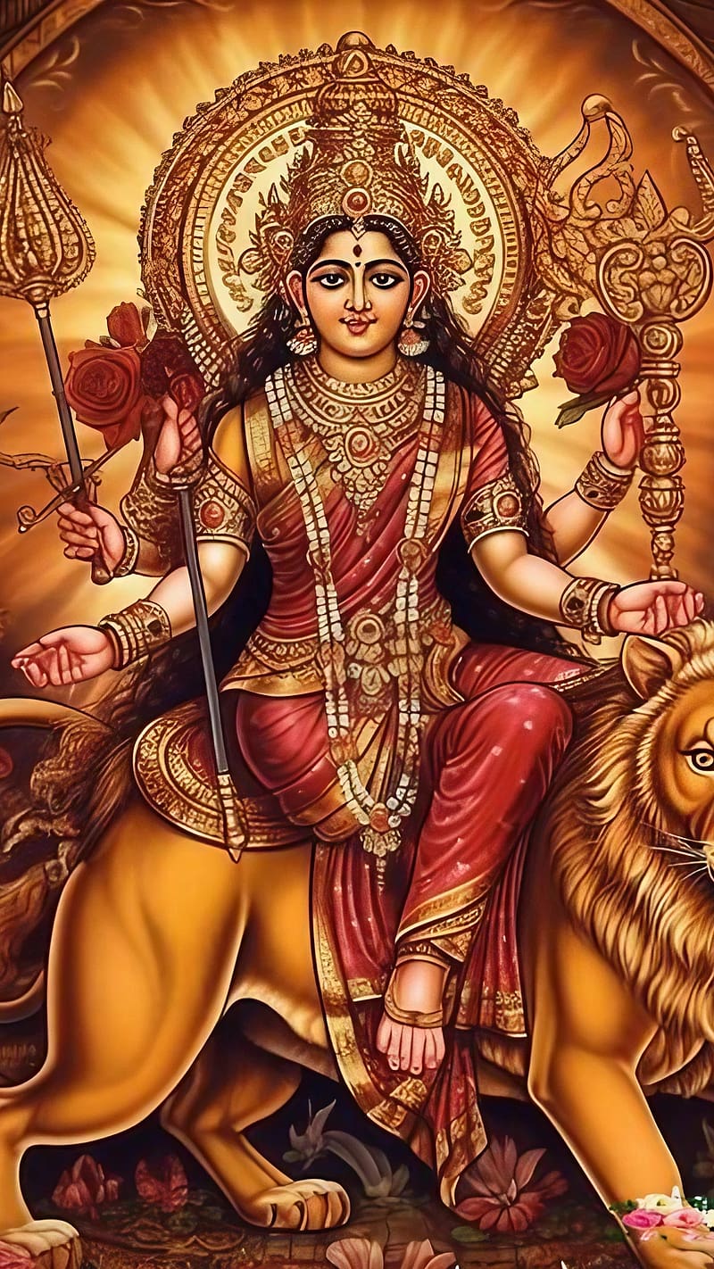 Navratri Amma, goddess, lord, god, bhakti, devtional, HD phone wallpaper