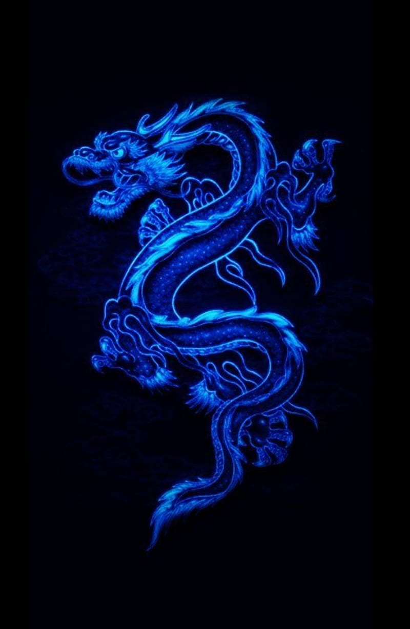 Blue Fire Dragon Wallpaper