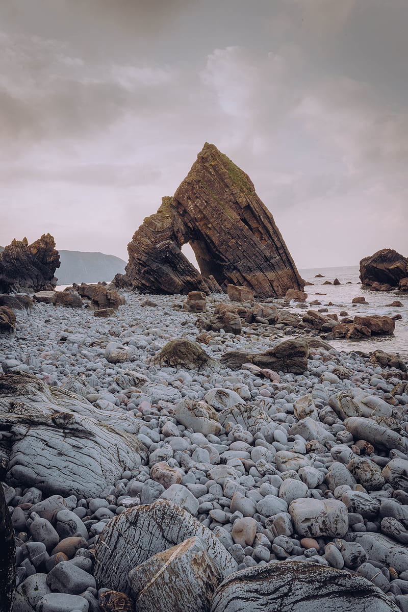 rock, stones, shore, nature, landscape, HD phone wallpaper