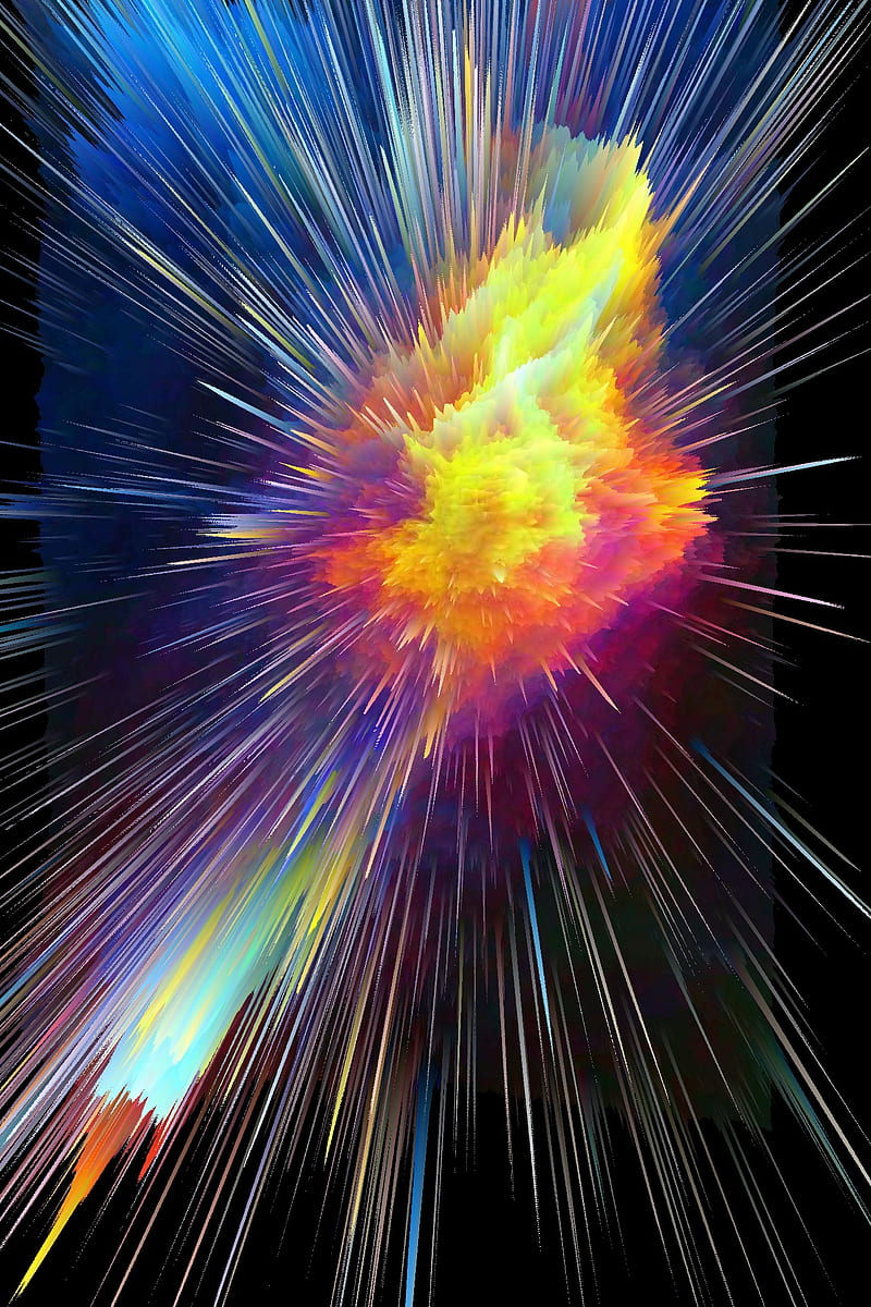 Star Burst, bright, colorful, cosmos, explosion, galaxy, nebula, neon, rainbow, vivid, HD phone wallpaper