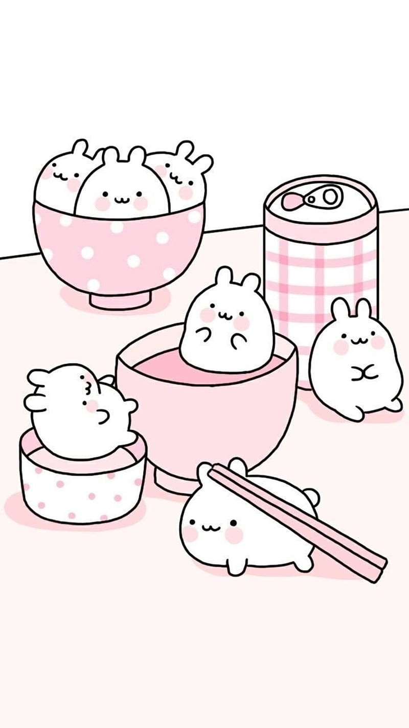 cute bunnies, anime, bunnies, bunny, cute, japan, pastel, pastel pink, pink, sweet, HD phone wallpaper