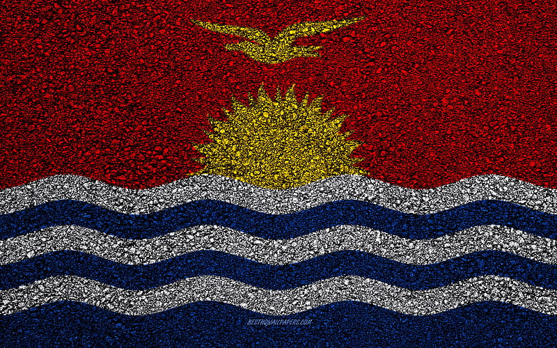 Flag of Kiribati, asphalt texture, flag on asphalt, Kiribati flag, Oceania, Kiribati, flags of Oceania countries, HD wallpaper