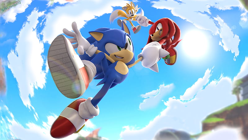 sonic the hedgehog, tails, knuckles the echidna, super sonic