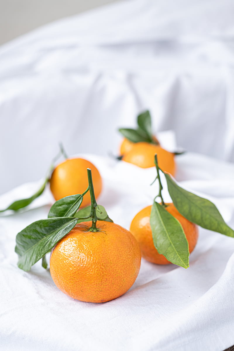 tangerines, fruits, citrus, leaves, orange, HD phone wallpaper