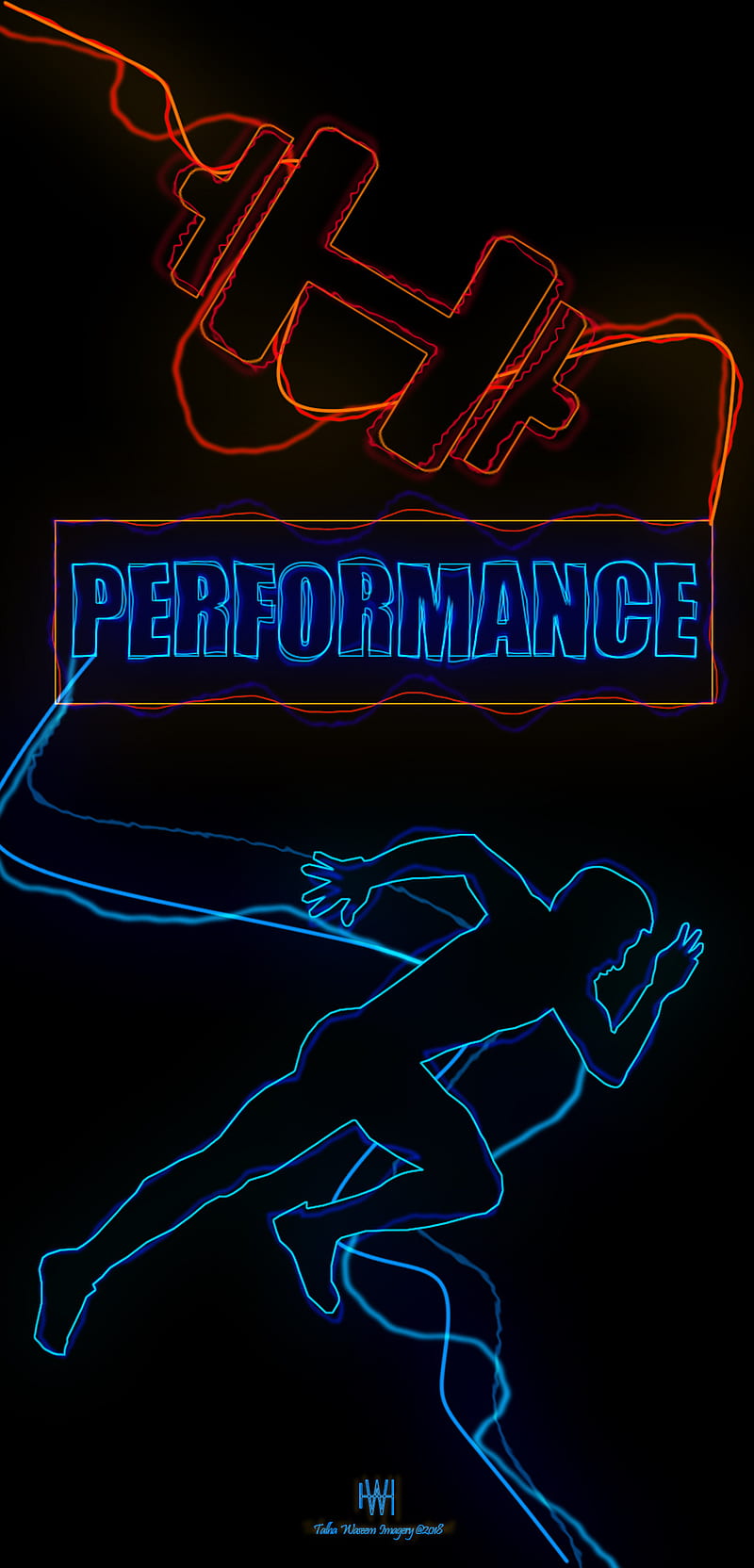 Performance Fitness, black, blue, bodybuilding, dumbell, gym, motivation, neon, runner, HD phone wallpaper
