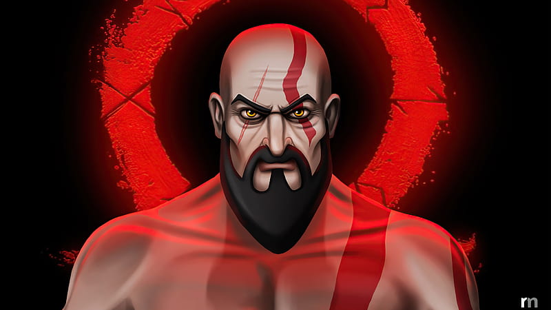 Kratos Cartoon Illustration , kratos, god-of-war, illustration, games, artstation, artist, artwork, digital-art, HD wallpaper