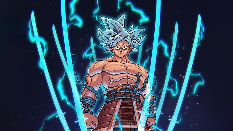 Samurai Goku Ultra Instinct, goku, anime-boy, anime, artist, artwork, digital-art, artstation, HD wallpaper