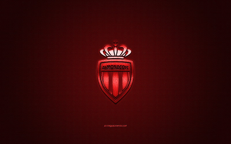 AS Monaco, French football club, Ligue 1, red logo, red carbon fiber background, football, Monaco, France, AS Monaco logo, HD wallpaper