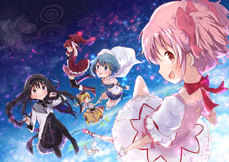 Puella Magi Madoka Magica, Homura Akemi , Madoka Kaname , Sayaka Miki , Kyōko Sakura , Mami Tomoe, HD wallpaper