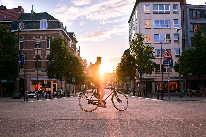 man riding bicycle on road during daytime, HD wallpaper