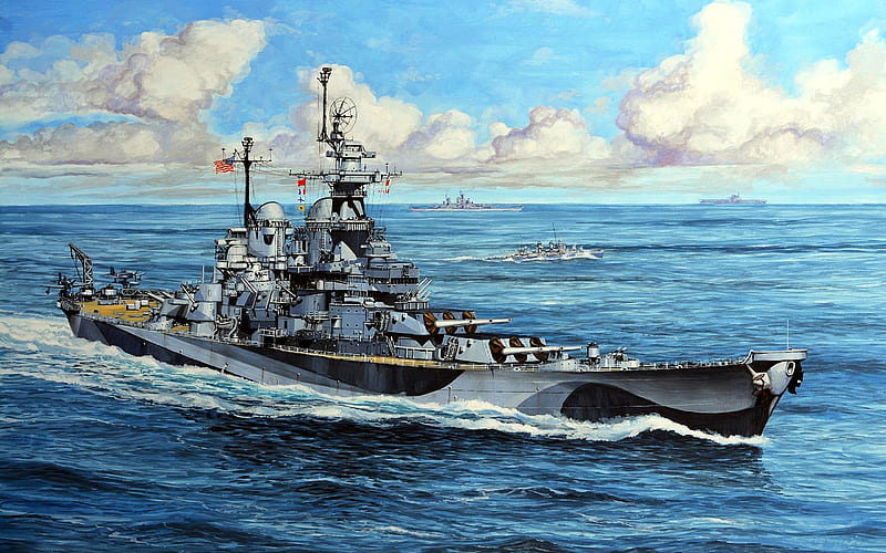 USS Missouri, art, BB-63, Big Mo, battleship, warships, HD wallpaper