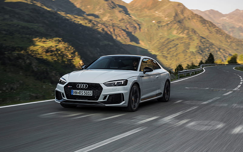 Audi RS5 Coupe, 2018 white RS5, sports coupe, new, German cars, Audi, HD wallpaper