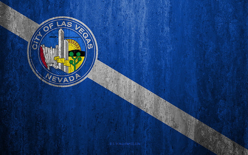 Flag of Las Vegas, Nevada stone background, American city, grunge flag, Las Vegas, USA, Las Vegas flag, grunge art, stone texture, flags of american cities, HD wallpaper
