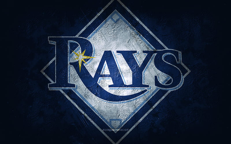Tampa Bay Rays, American baseball team, blue stone background, Tampa Bay Rays logo, grunge art, MLB, baseball, USA, Tampa Bay Rays emblem, HD wallpaper
