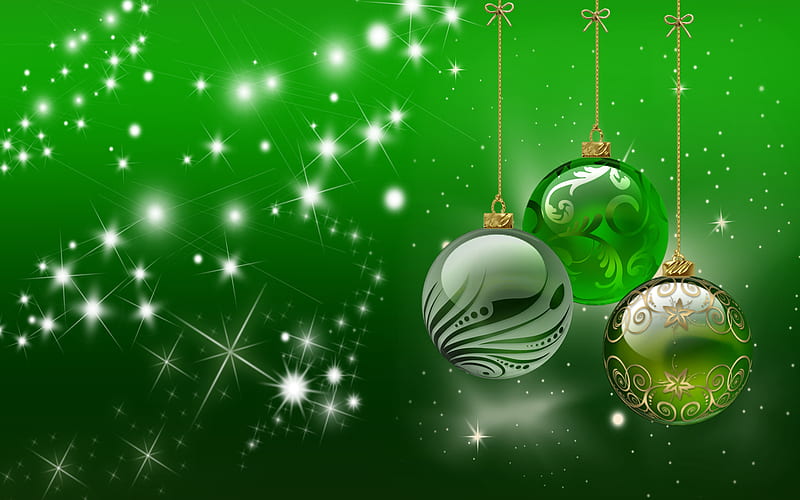 Happy Holidays Christmas Wall, ornaments, christmas, green, shiny, HD wallpaper