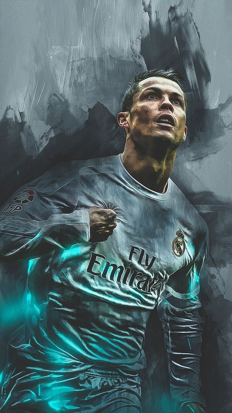 Cristiano Ronaldo Blue And Gray Effect, cristiano ronaldo, blue, gray effect, cr7, football, sports, HD phone wallpaper