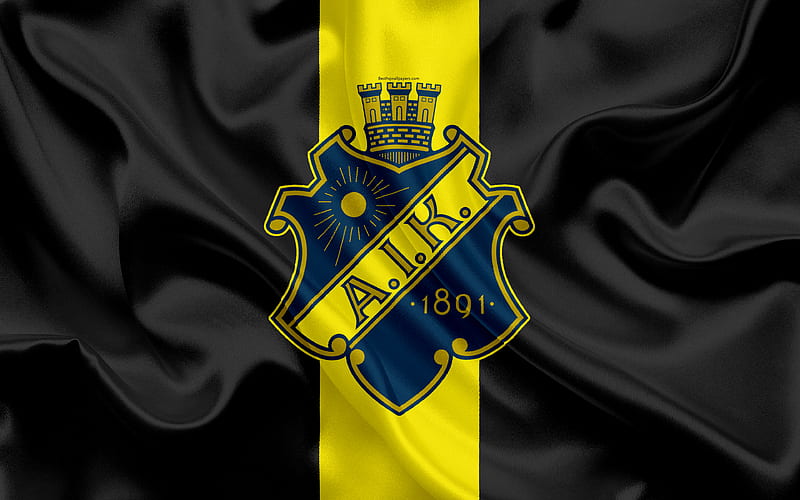 AIK FC Swedish football club, AIK logo, emblem, Allsvenskan, football, Stockholm, Sweden, silk flag, Swedish Football Championships, HD wallpaper