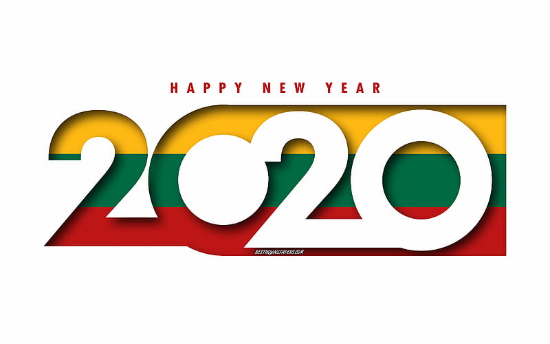 Lithuania 2020, Flag of Lithuania, white background, Happy New Year Lithuania, 3d art, 2020 concepts, Lithuania flag, 2020 New Year, 2020 Lithuania flag, HD wallpaper