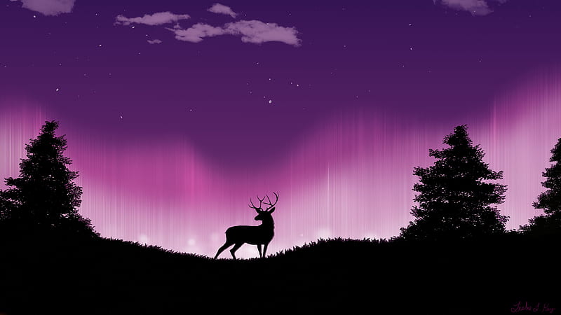 Reindeer Forest Of Serenity , reindeer, forest, artist, artwork, digital-art, HD wallpaper