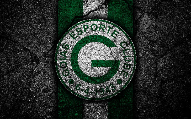 Goias FC logo, football, Serie B, green and white lines, soccer, Brazil, asphalt texture, Goias logo, Goias EC, Brazilian football club, HD wallpaper