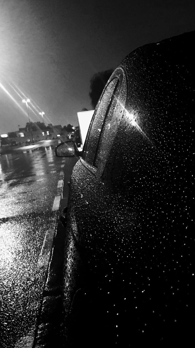 RainyNight, car, car in rain, night, rain, showers, HD phone wallpaper