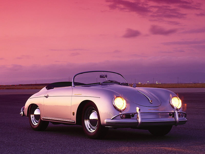 1958 Porsche 356 Speedster, 1958, dusk, clouds, silver, elegant, lights,  elegance, HD wallpaper | Peakpx