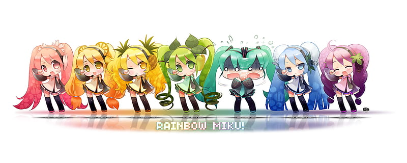 rainbow miku, emotions, colorful, miku, rainbow, nice, cool, anime, awesome, funny, multi, HD wallpaper