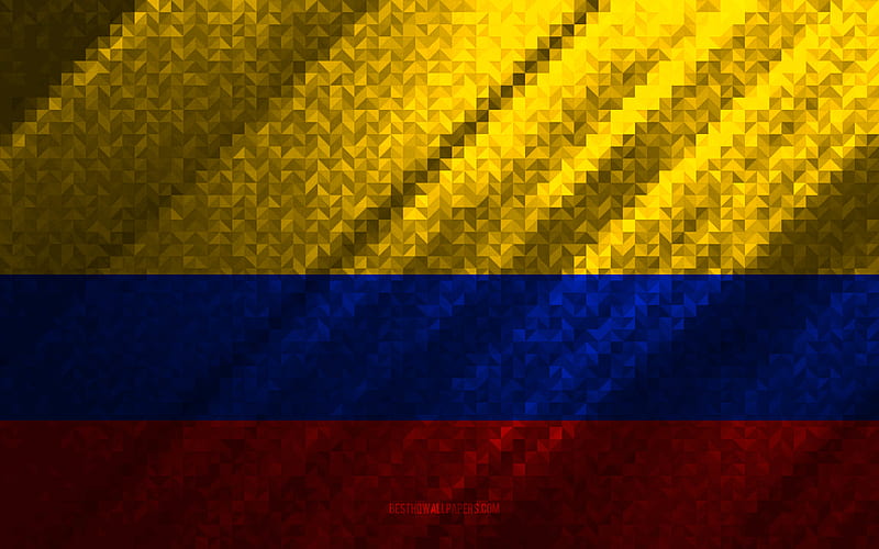 Flag of Colombia, multicolored abstraction, Colombia mosaic flag, Colombia, mosaic art, Colombia flag, HD wallpaper