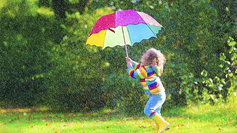 y un paraguas, colorido, pequeño, niña, paraguas, copil, niño, lluvia, rosa, Fondo de pantalla | Peakpx