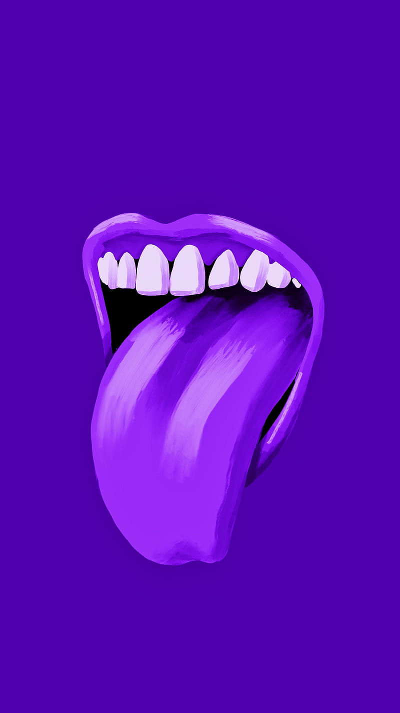 Purple Lick, Lick, My, Purple, art, clean, drawing, illustration, mouth, sexy, tongue, vibrant, HD phone wallpaper