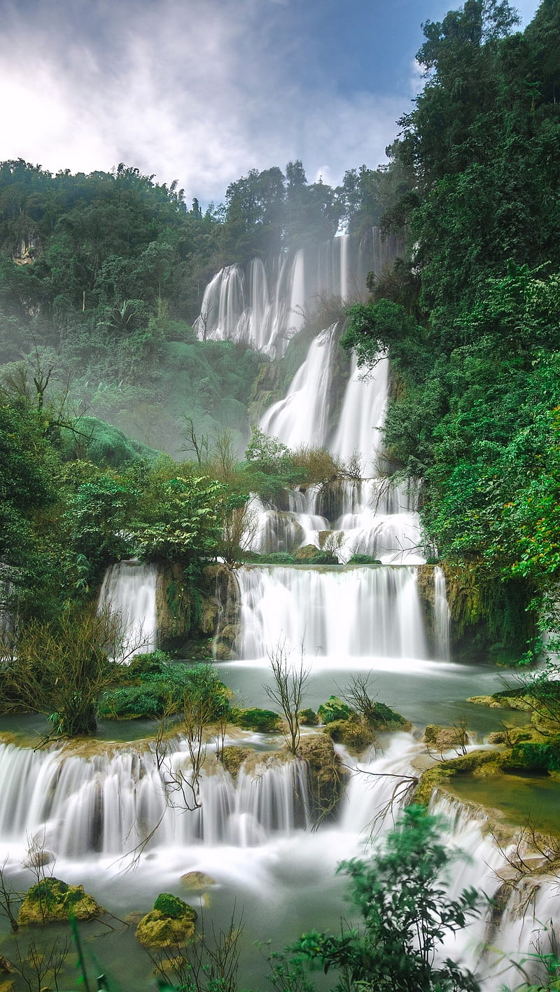 Breathtaking, green, nature, waterfalls, HD phone wallpaper