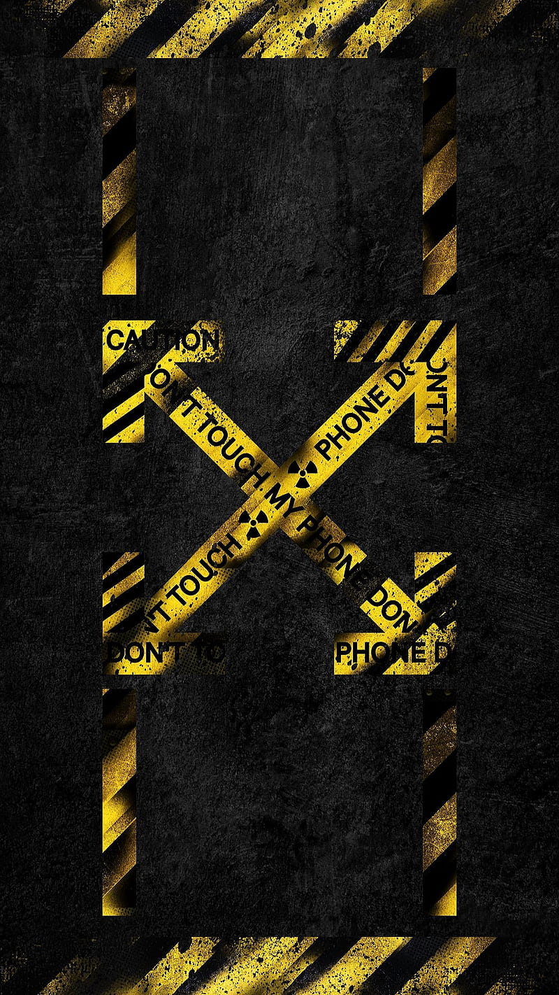 Dont touch my phone, caution, dont touch, lines, sayings, texture, words, yellow, HD phone wallpaper