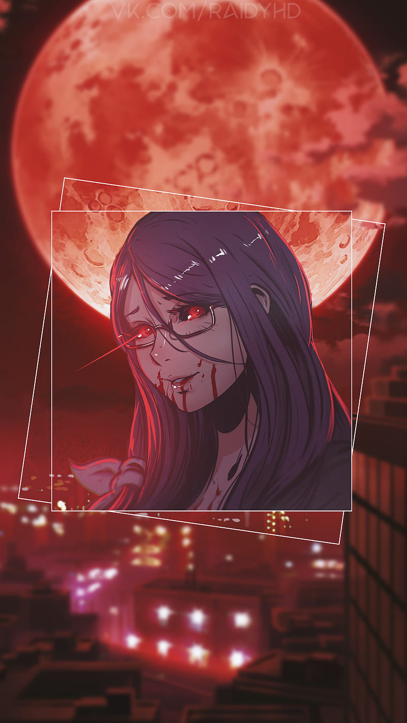 Rize on Tokyo Ghoul, anime, bloodmoon, tokyoghoul, HD phone wallpaper