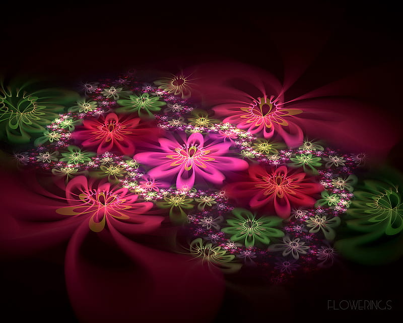 Floral Brights, desenho, flowers, bright colours, HD wallpaper