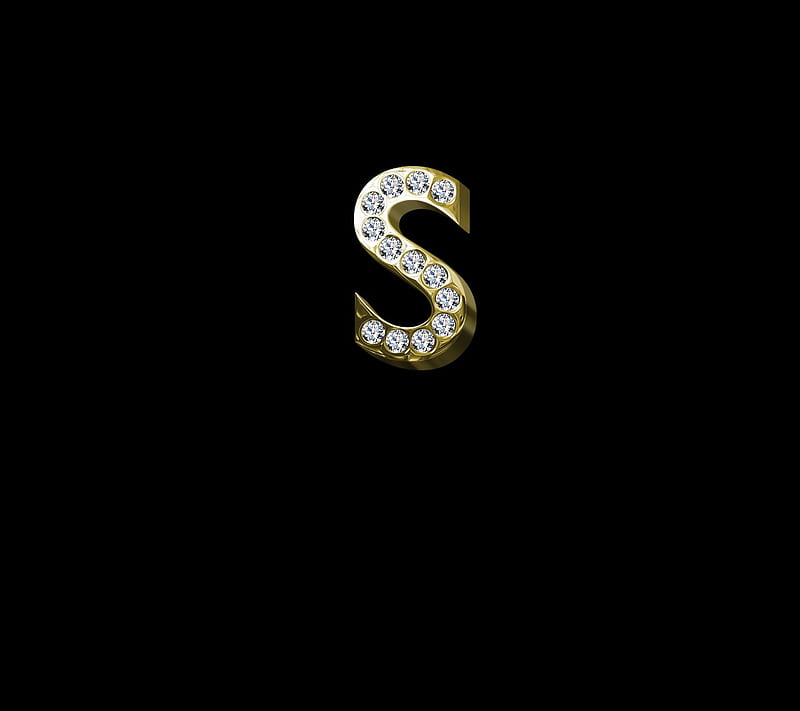 Diamond S, alphabet, black, diamonds, gold, letter, letters, snakes, viper, HD wallpaper