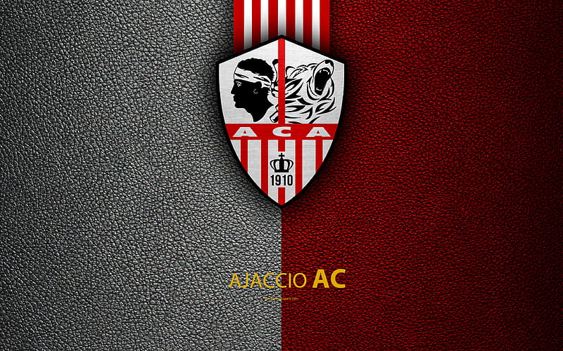 Ajaccio AC, French football club Ligue 2, leather texture, logo, Ajaccio, France, second division, football, HD wallpaper