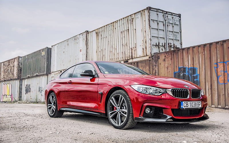 BMW 4 Coupe, 2018, F32, 440i, red sports coupe, new red M4, exterior, front view, German cars, BMW, HD wallpaper