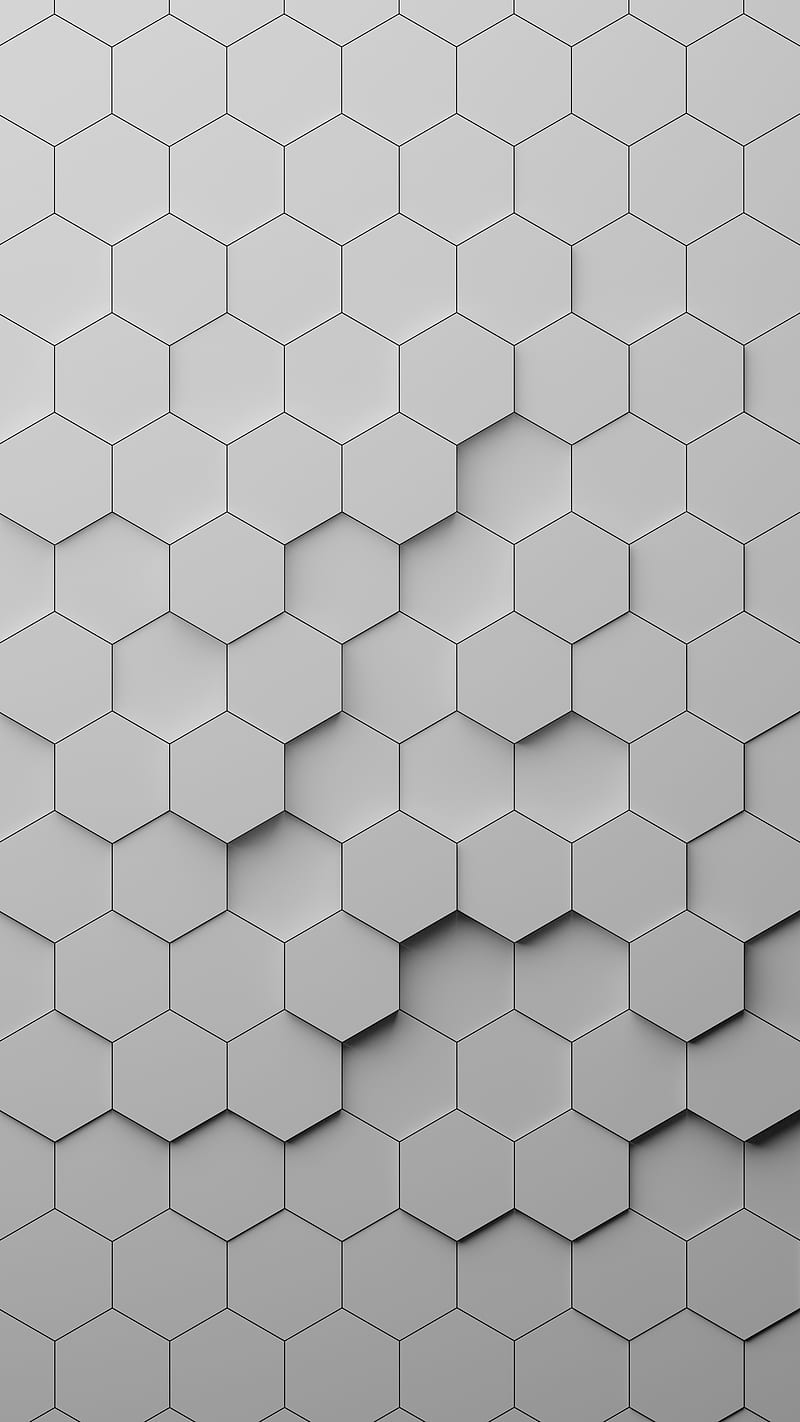 White hexagon, abstract, decorative, hexagonal, hive, honeycomb, pattern, simple, tech, technology, white, HD phone wallpaper