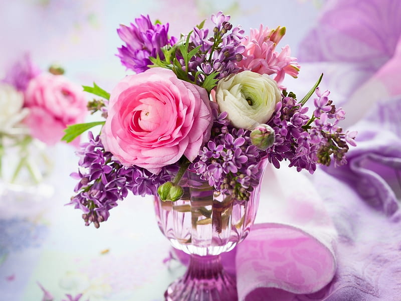 Spring flowers in Vase, bonito, Flowers, Buttercup, Bouquet, HD wallpaper