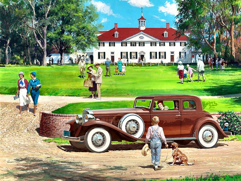 1933 Marnon V16 F, art, USA, Marnon, bonito, Virginia, V16, illustration, artwork, carros, Mount Vernon, automobile, painting, auto, wide screen, 1933, HD wallpaper