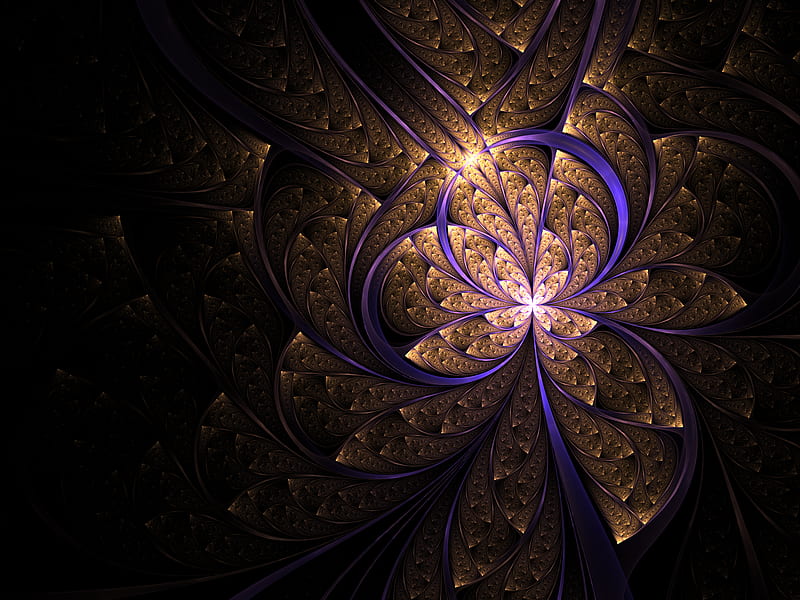 fractal, tangled, glow, abstraction, digital, HD wallpaper