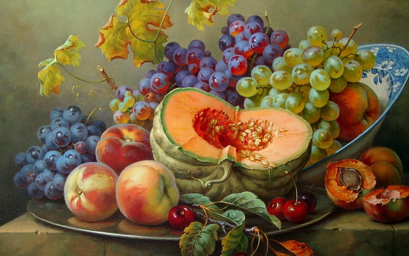 *** Fruit Platter ***, life, fresh, platter, fruits, still, HD wallpaper