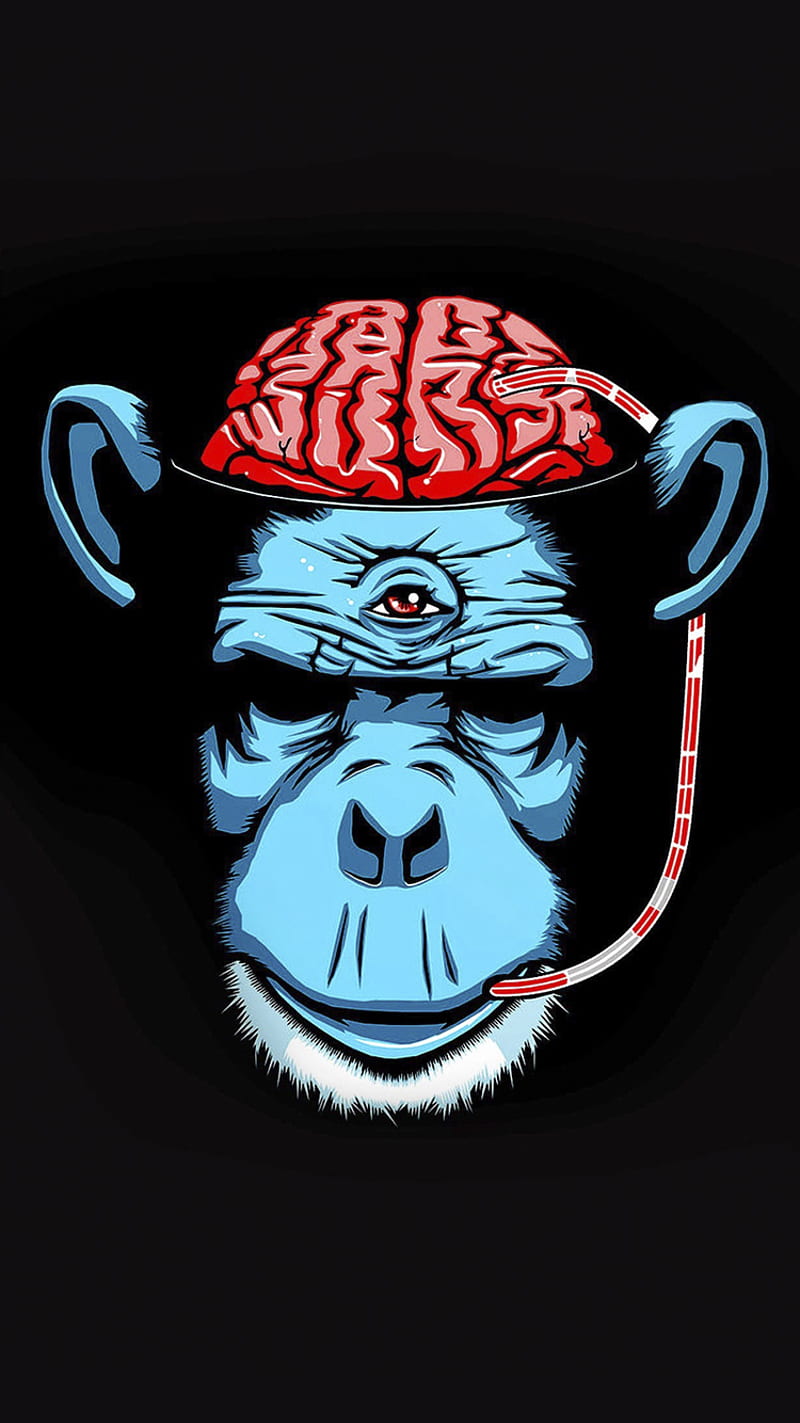 Brain Monkey, desenho, draw, HD phone wallpaper
