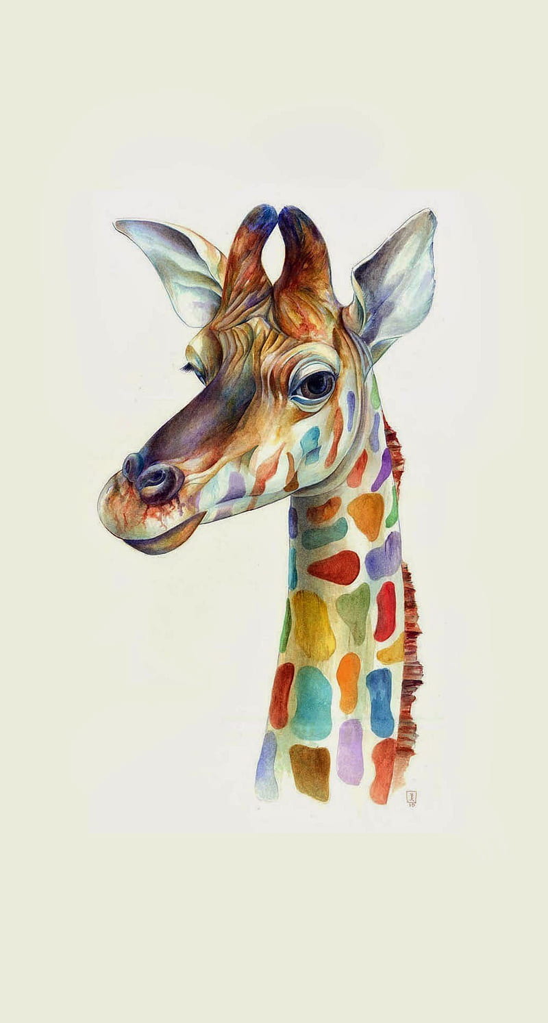 digital art, animals, simple background, illustration, giraffes, colorful, HD phone wallpaper