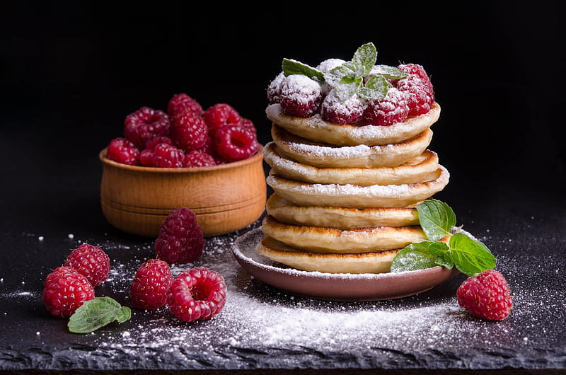 Food, Pancake, Berry, Breakfast, Raspberry, Still Life, HD wallpaper