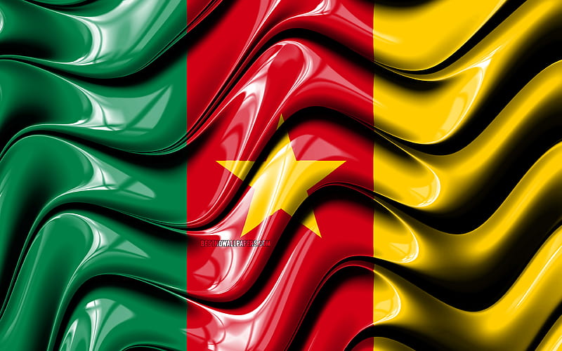 Cameroon flag Africa, national symbols, Flag of Cameroon, 3D art, Cameroon, African countries, Cameroon 3D flag, HD wallpaper
