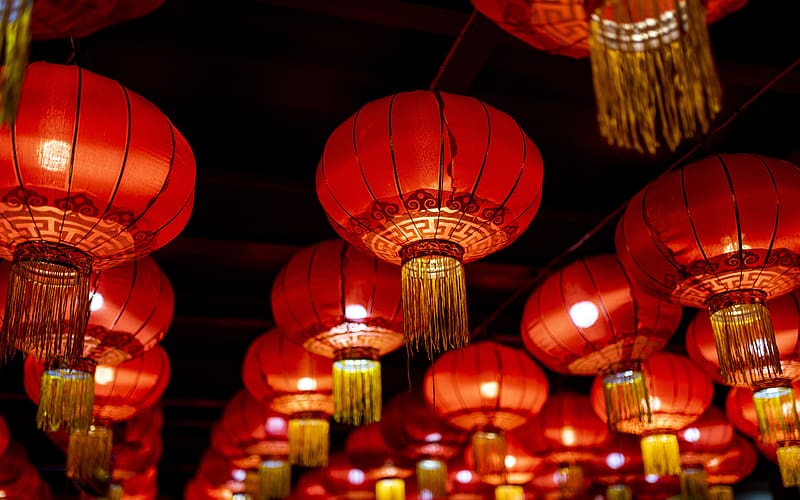 Spring Festival Temple Fair Red Lanterns Beijing, HD wallpaper